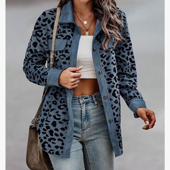 NWOT Women Leopard Shacket Jacket Lightweight Lapel Long Sleeve
Corduroy Shirt - Picture 6 of 11
